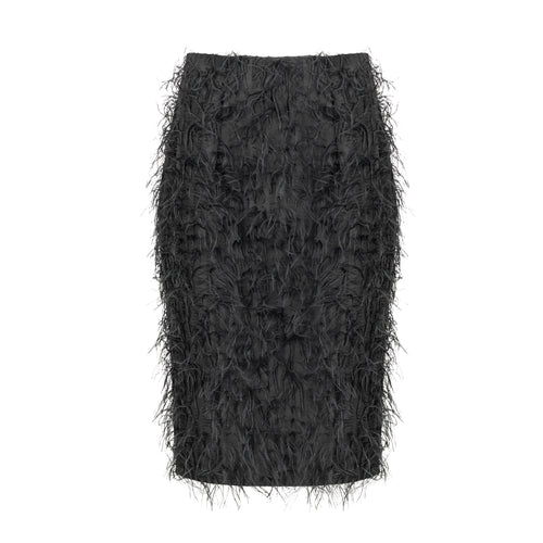 Margareth & Moi Pencil Feather Skirt - Black Timeless Martha's Vineyard