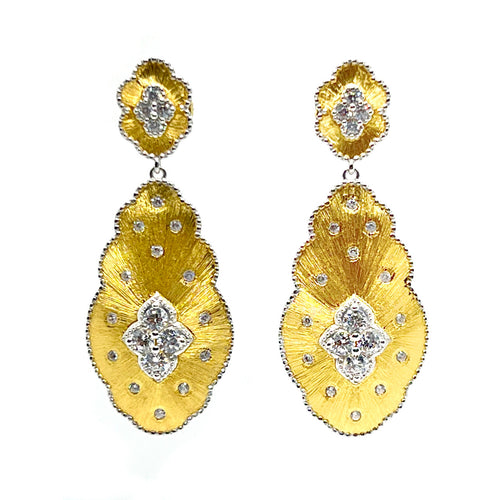 Exclusively Ours Flower-pattern Tear Drop Vermeil Earrings - Gold Timeless Martha's Vineyard 