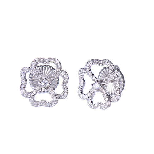 4 Petal Flower Stud Earrings - Silver Timeless Martha's Vineyard