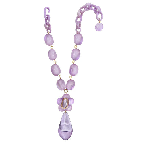 Dominique Denaive Lilac Sifra Bubble Floral Necklace Timeless Martha's Vineyard 