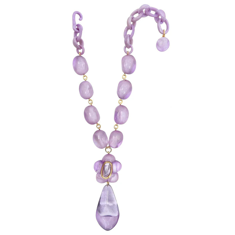 Dominique Denaive Lilac Sifra Bubble Floral Necklace Timeless Martha's Vineyard 