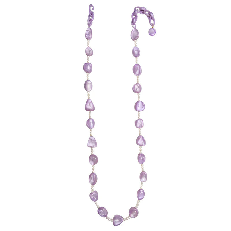 Dominique Denaive Mika Bubble Floral Necklace Lilac Timeless Martha's Vineyard 