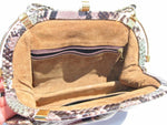 Colombetti Vintage Python Clutch Crossbody Pink Green Timeless Martha's Vineyard 