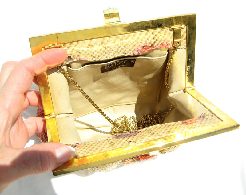 Parri's Florence Italy Petite Python Bag Salmon + Ivory Timeless Martha's Vineyard 