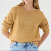 BASE Italian Metallic Gold Foil Cotton Gold Sweater Timeless Martha's Vineyard 