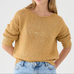 BASE Italian Metallic Gold Foil Cotton Gold Sweater Timeless Martha's Vineyard 