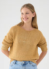BASE Italian Metallic Gold Foil Cotton Gold Sweater Timeless Martha's Vineyard 