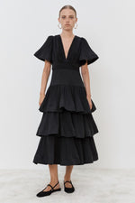 Meimeij Black Fluted Pleated Midi Dress Timeless Martha's Vineyard 