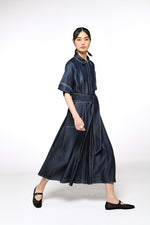 MILVA MI Belted Denim Shirt Dress Lightweight Timeless Martha's Vineyard 