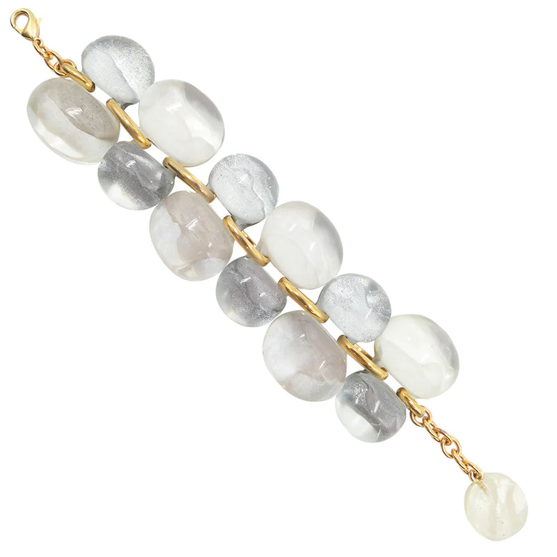 Dominique Denaive White + Grey Andrea Bubble Bracelet Timeless Martha's Vineyard 