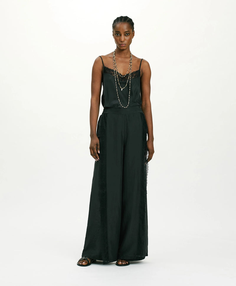 Momoni Black Lace Wide Leg Silk Pants Timeless Martha's Vineyard 
