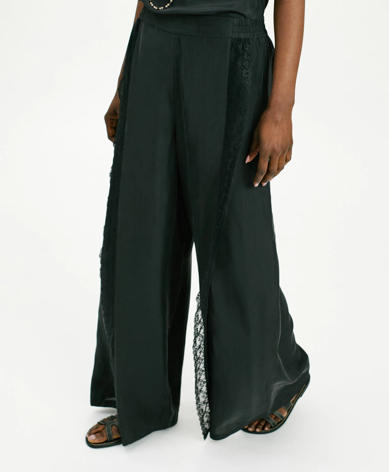 Momoni Black Lace Wide Leg Silk Pants Timeless Martha's Vineyard 