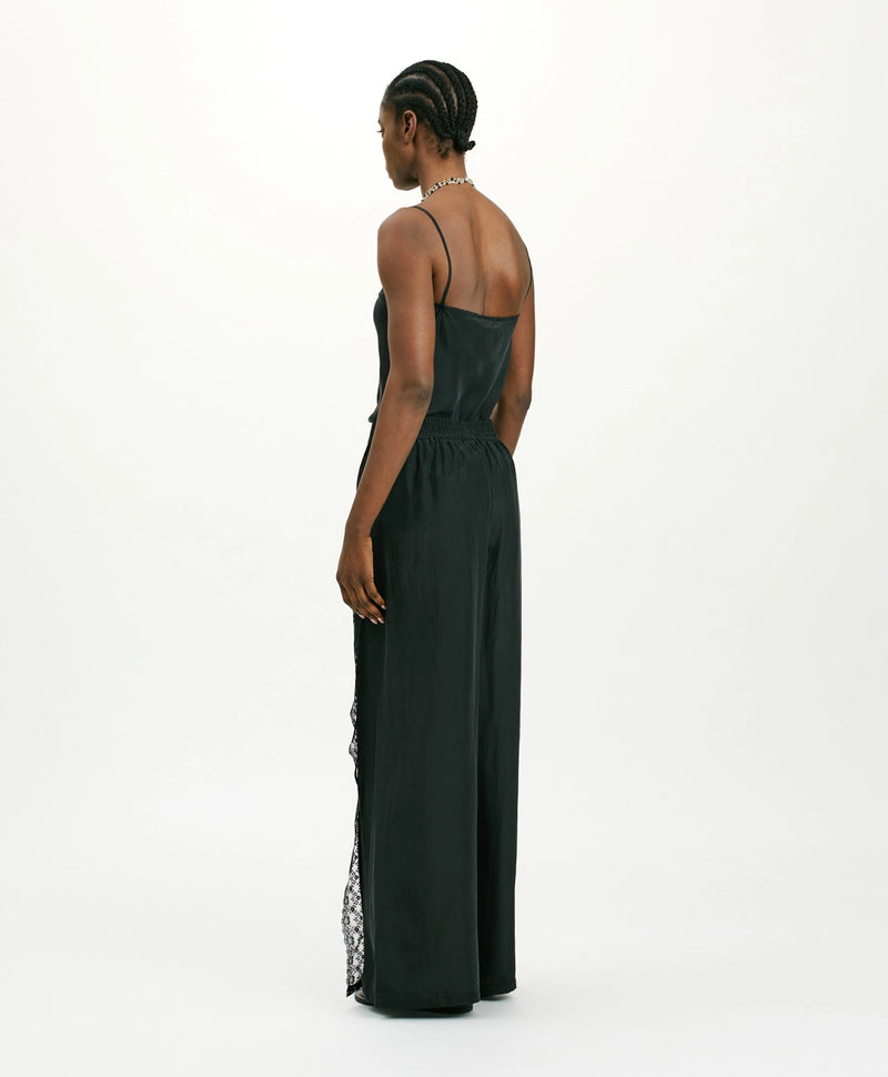 Momoni Black Lace Wide Leg Silk Pants Timeless Martha's Vineyard 