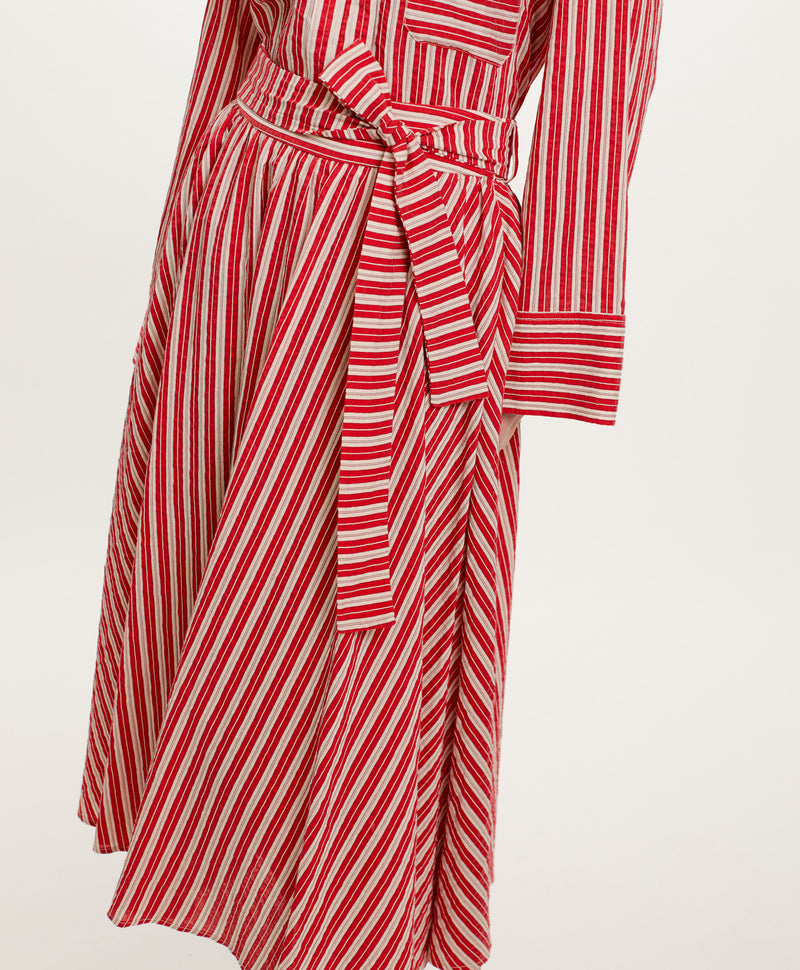Momoni Red + Cream Striped Below the Knee Skirt Timeless Martha's Vineyard 