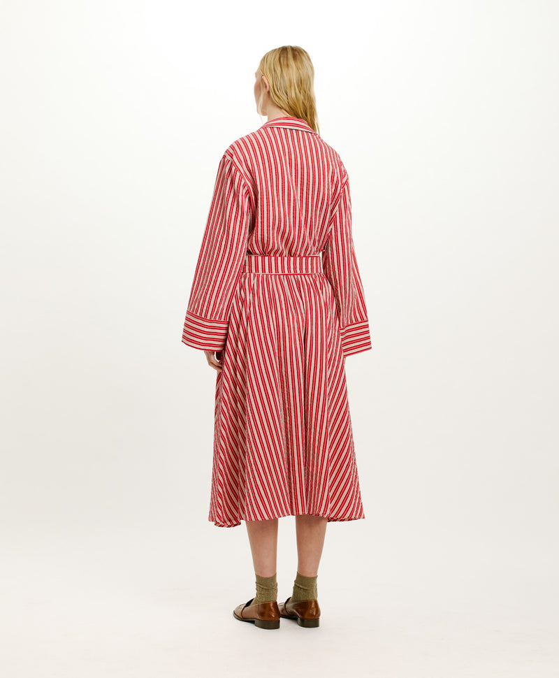 Momoni Red + Cream Striped Below the Knee Skirt Timeless Martha's Vineyard 