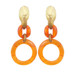 Ivy Resin Drop Clip Earring - Tangerine