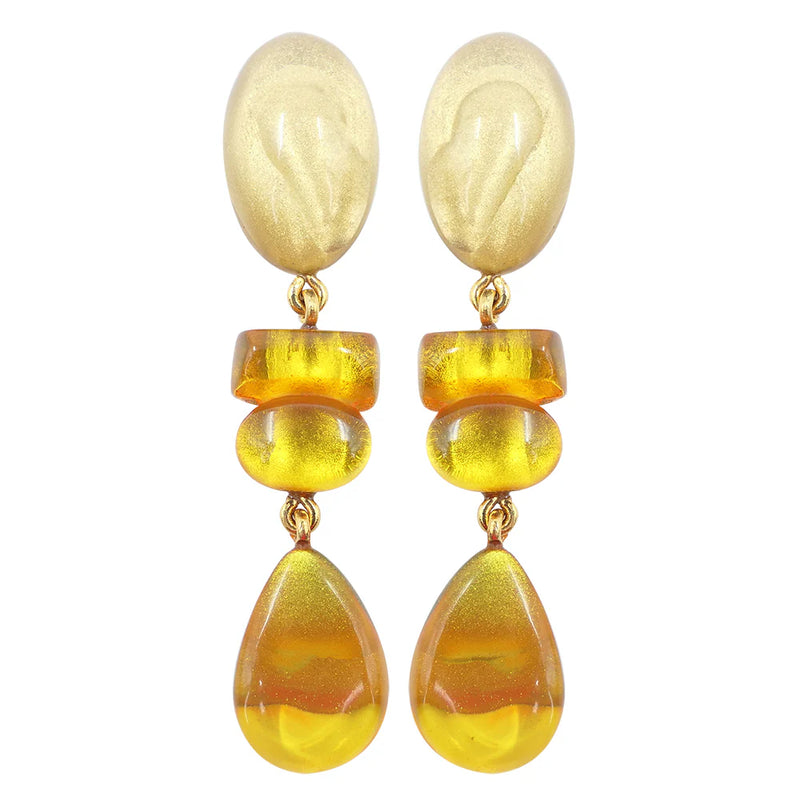 Premila Resin Drop Clip Earring - Mango