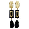 Marcia Resin Drop Clip Earring - Black + Gold