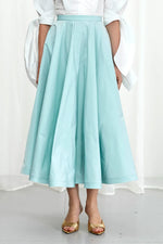 Palmer / / Harding Enfold Aqua Taffeta Midi Skirt Timeless Martha's Vineyard 