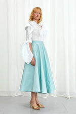Palmer / / Harding Enfold Aqua Taffeta Midi Skirt Timeless Martha's Vineyard 