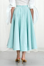 Palmer / / Harding Enfold Aqua Taffeta Midi Skirt Timeless Martha's Vineyard 