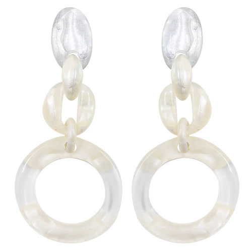 Dominique Denaive Ivy White Resin Drop Clip Earring Timeless Martha's Vineyard 