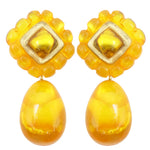 Dominique Denaive Rubina Golden Resin Drop Clip Earring Timeless Martha's Vineyard 