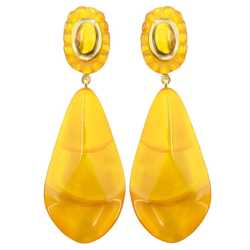 Zola Resin Drop Clip Earring - Golden