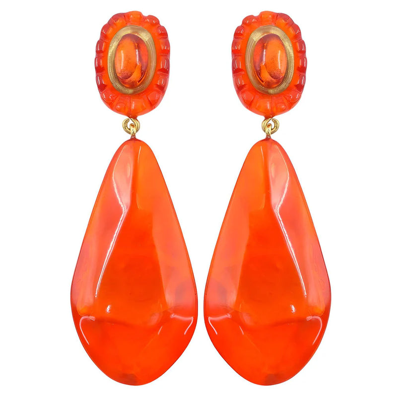 Zola Resin Drop Clip Earring - Orange