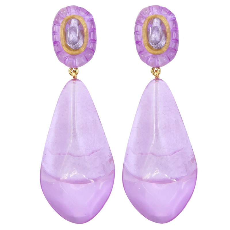 Zola Resin Drop Clip Earring - Lilac