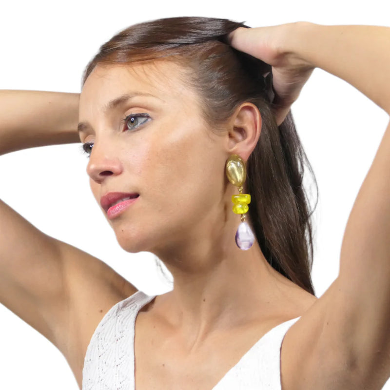 Premila Resin Drop Clip Earring - Mango