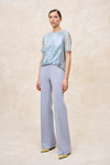 Natan Brume Grey Sequins Short Sleeve Mesh Top Timeless Martha's Vineyard 