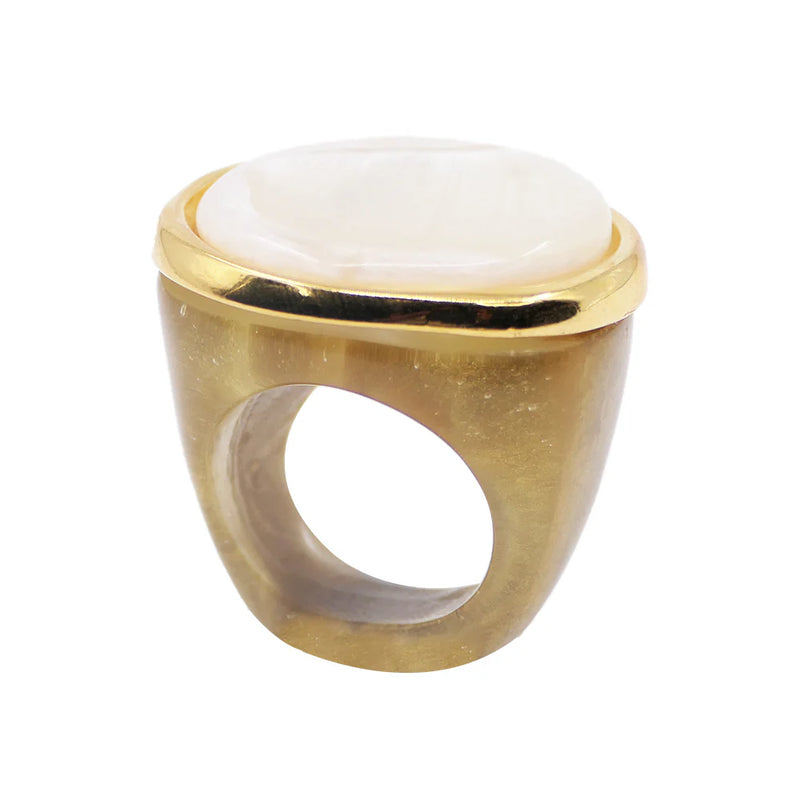 Dominique Denaive Clara Pearl White Statement Ring Timeless Martha's Vineyard 