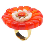 Dominique Denaive Dalina Orange Flower Statement Ring Timeless Martha's Vineyard 