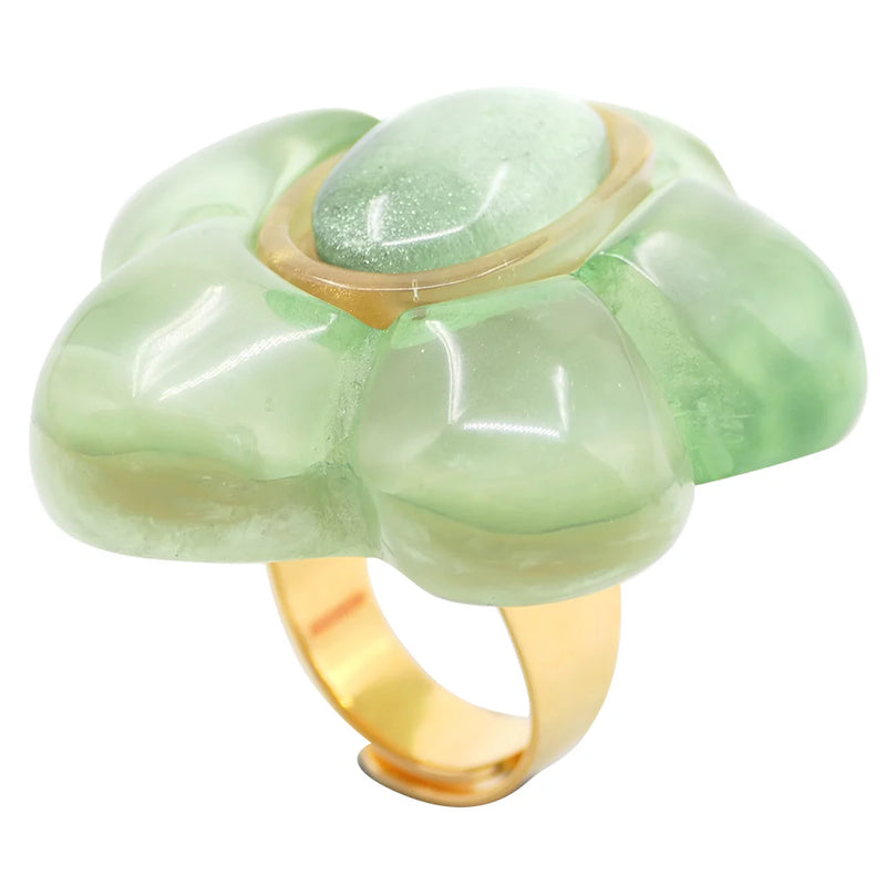 Dominique Denaive Green Sia Statement Flower Ring Timeless Martha's Vineyard 