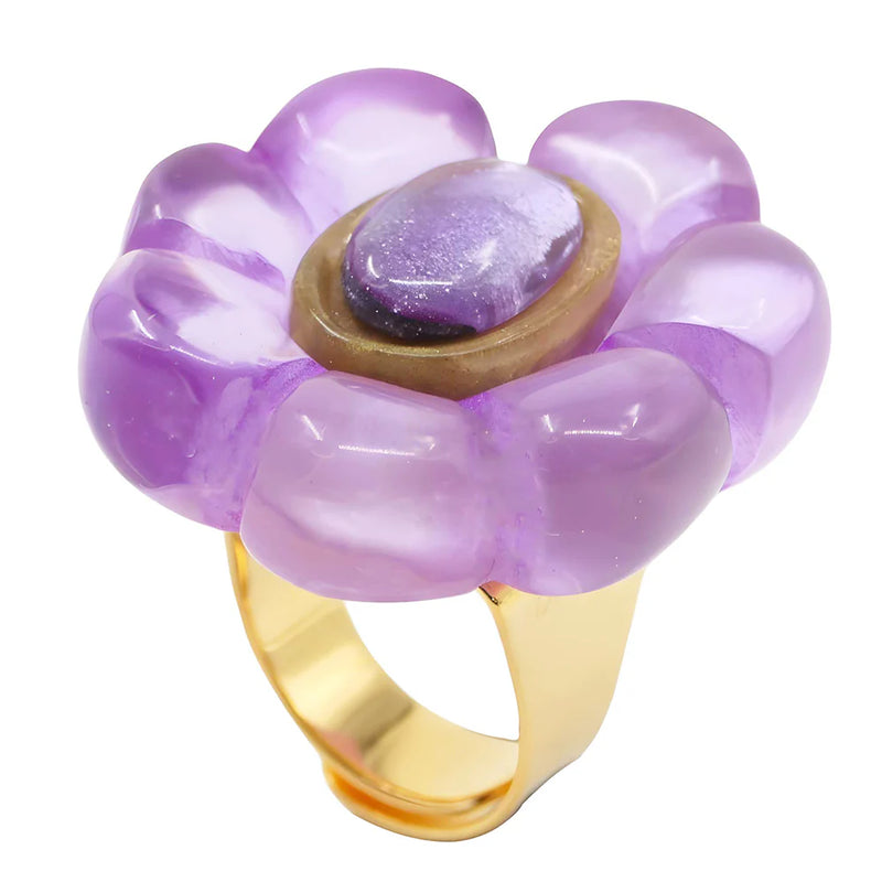 Dominique Denaive Daphne Lilac Resin Statement Ring Timeless Martha's Vineyard 