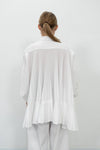 MeiMeij White Elbow Sleeve Pleated Button Down Shirt Timeless Martha's Vineyard 