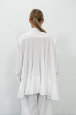 MeiMeij White Elbow Sleeve Pleated Button Down Shirt Timeless Martha's Vineyard 