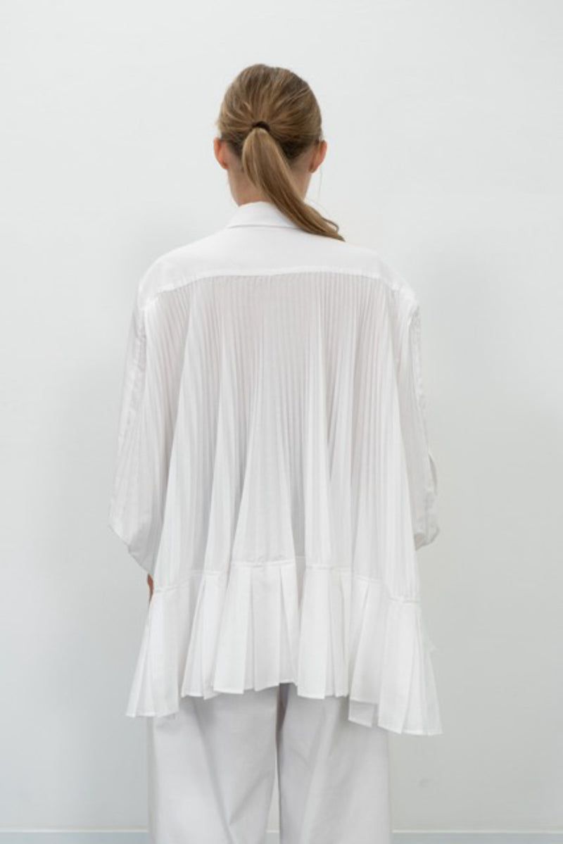 MeiMeij White Elbow Sleeve Pleated Button Down Shirt Timeless Martha's Vineyard 