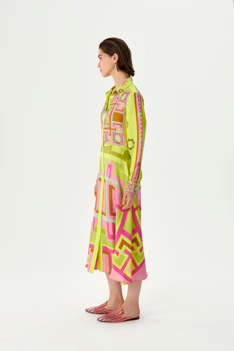 Kutnia Zeugma Geometric Pattern Silk Midi Dress Timeless Martha's Vineyard 