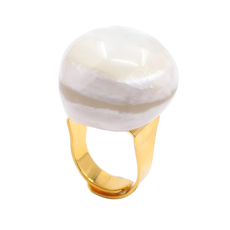 Dominique Denaive Pearl White Ellaine Statement Ring Timeless Martha's Vineyard 