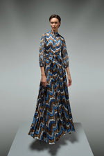 DESANTIS Silk Sequins Print Maxi Dress Timeless Martha's Vineyard 