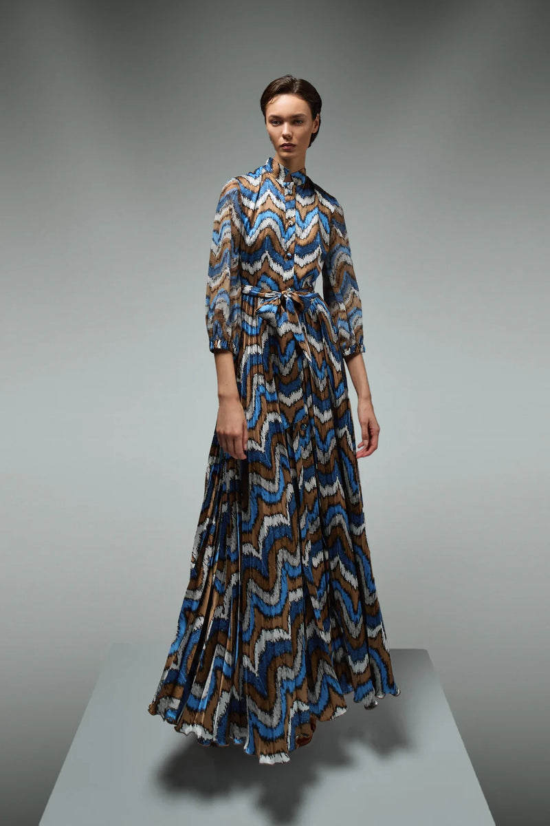 DESANTIS Silk Sequins Print Maxi Dress Timeless Martha's Vineyard 