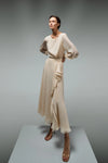 DESANTIS Cream Silk Blouson Boat Neck Top Timeless Martha's Vineyard 