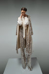 DESANTIS Silver Embellished Sequins Cream Dress Coat Timeless Martha's Vineyard 