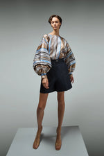 DESANTIS Striped Sheer Organza Blouse with Belt Timeless Martha's Vineyard 