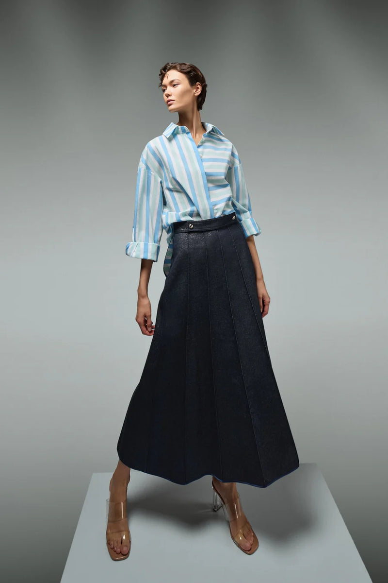 DESANTIS Midi Denim Skirt with Lurex Thread Timeless Martha's Vineyard 