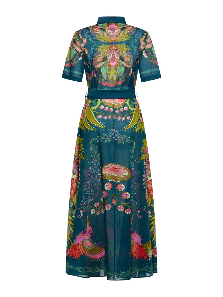 Franco Ferrari AKITA Hummingbird Print Cotton Dress Timeless Martha's Vineyard 