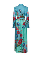 Franco Ferrari Aloe Poppy Print Silk Dress Timeless Martha's Vineyard 