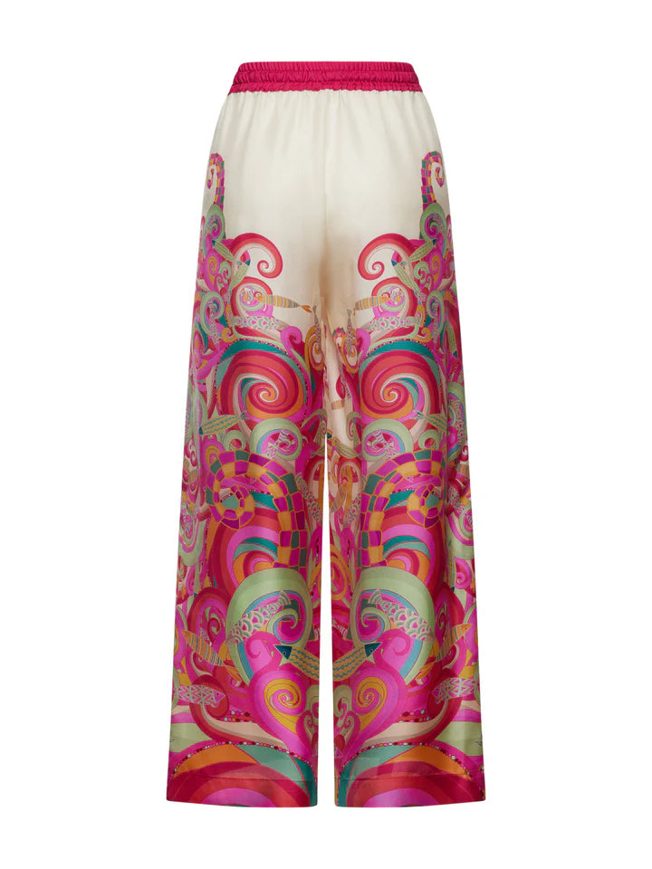 Franco Ferrari Aloe Waves Print Wide Leg Pants Timeless Martha's Vineyard 